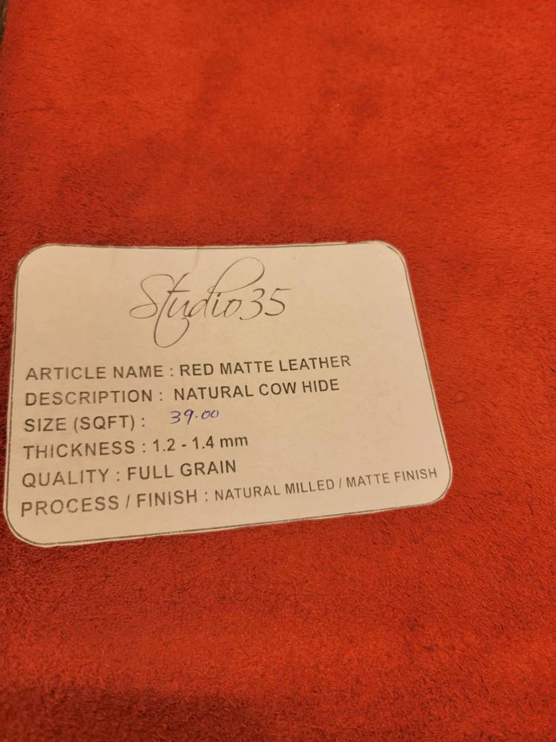 Premium Quality Tangerine Orangish Red Full Grain Naturally Milled Italian Cowhide Leather for Upholstery 39 Sqft