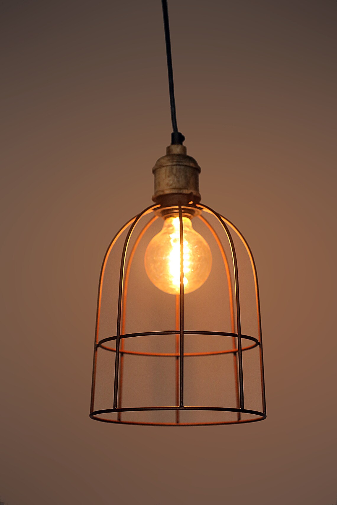 Studio 35 Iron and Wood pendant light (Rust Finish Iron & Natural Finish Wood)