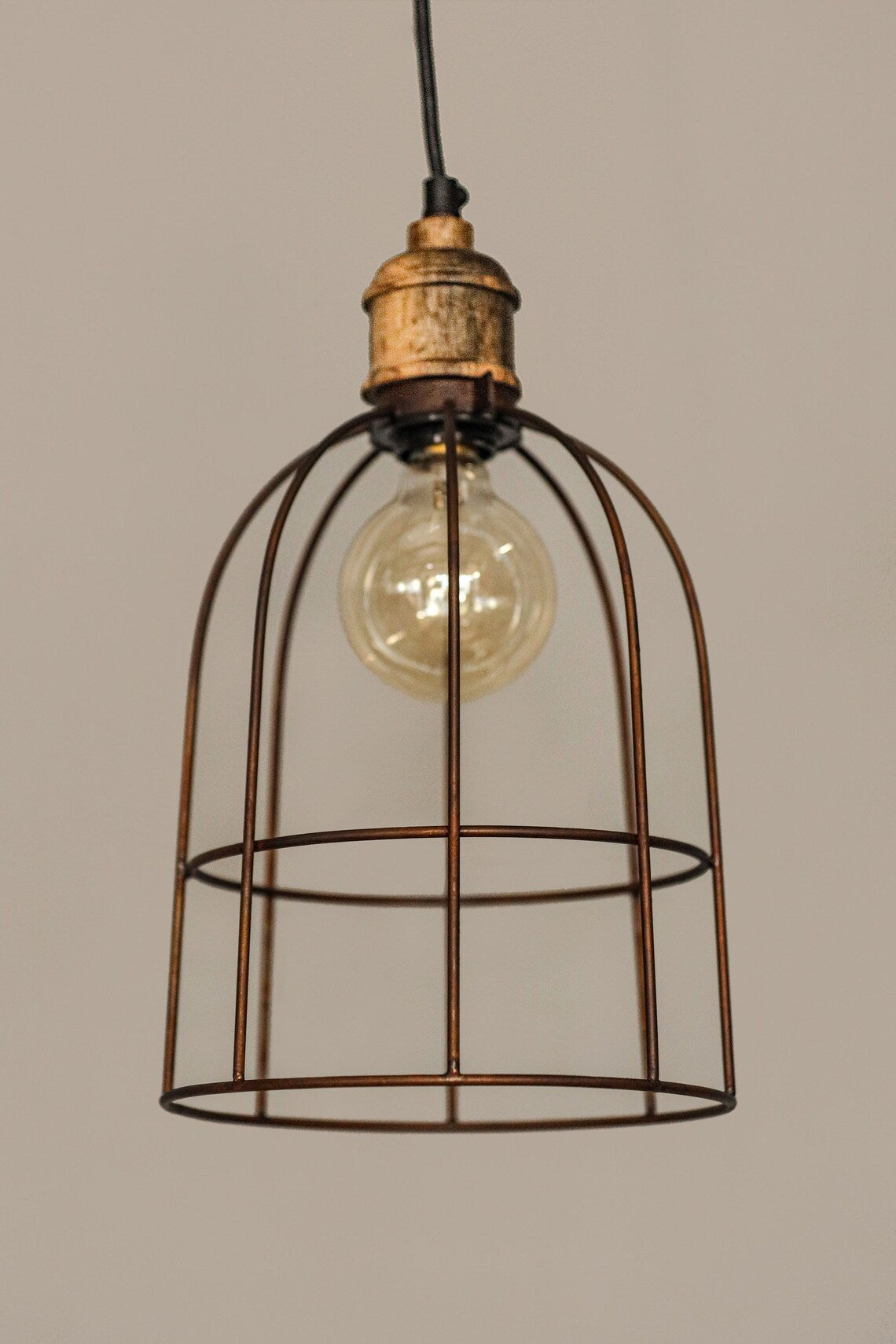 Studio 35 Iron and Wood pendant light (Rust Finish Iron & Natural Finish Wood)