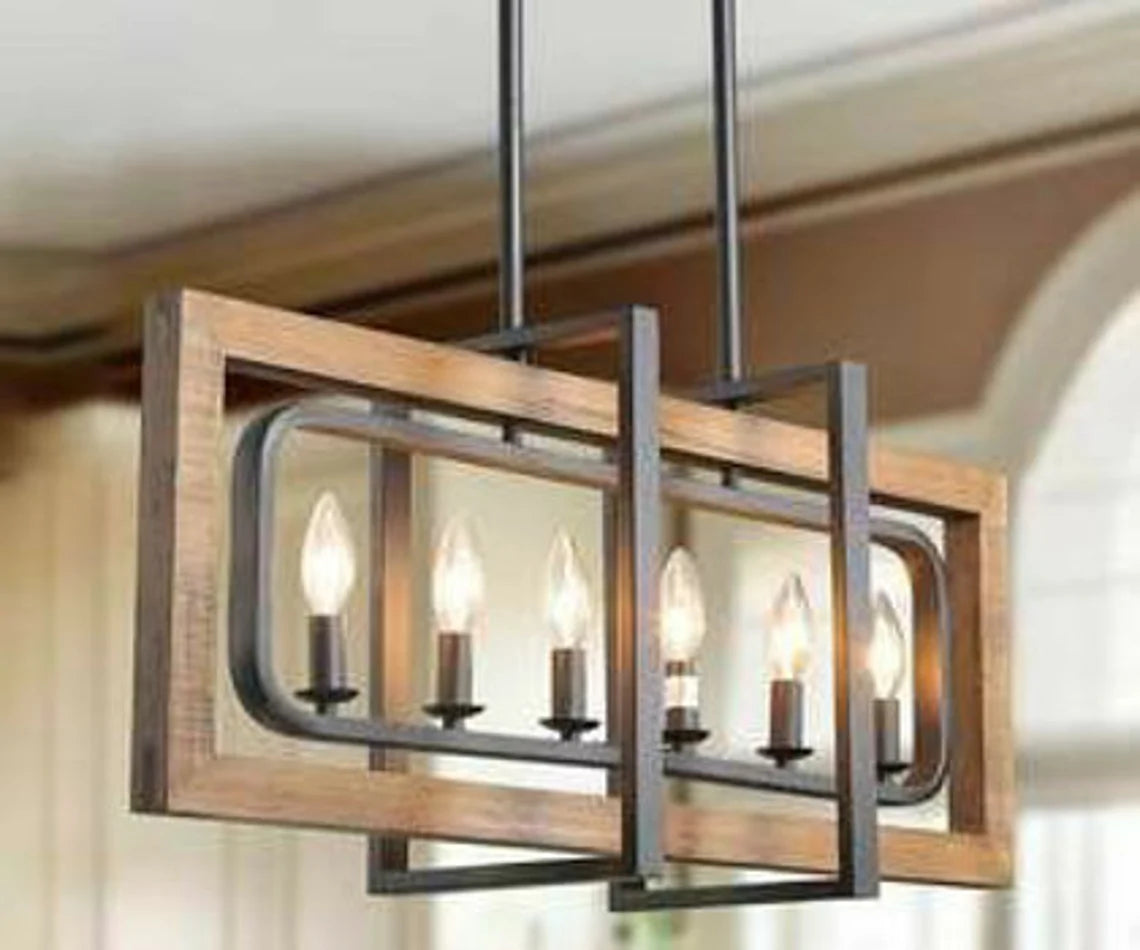 Studio 35 6 Light Cross Square Chandelier (Black Powder Finish)