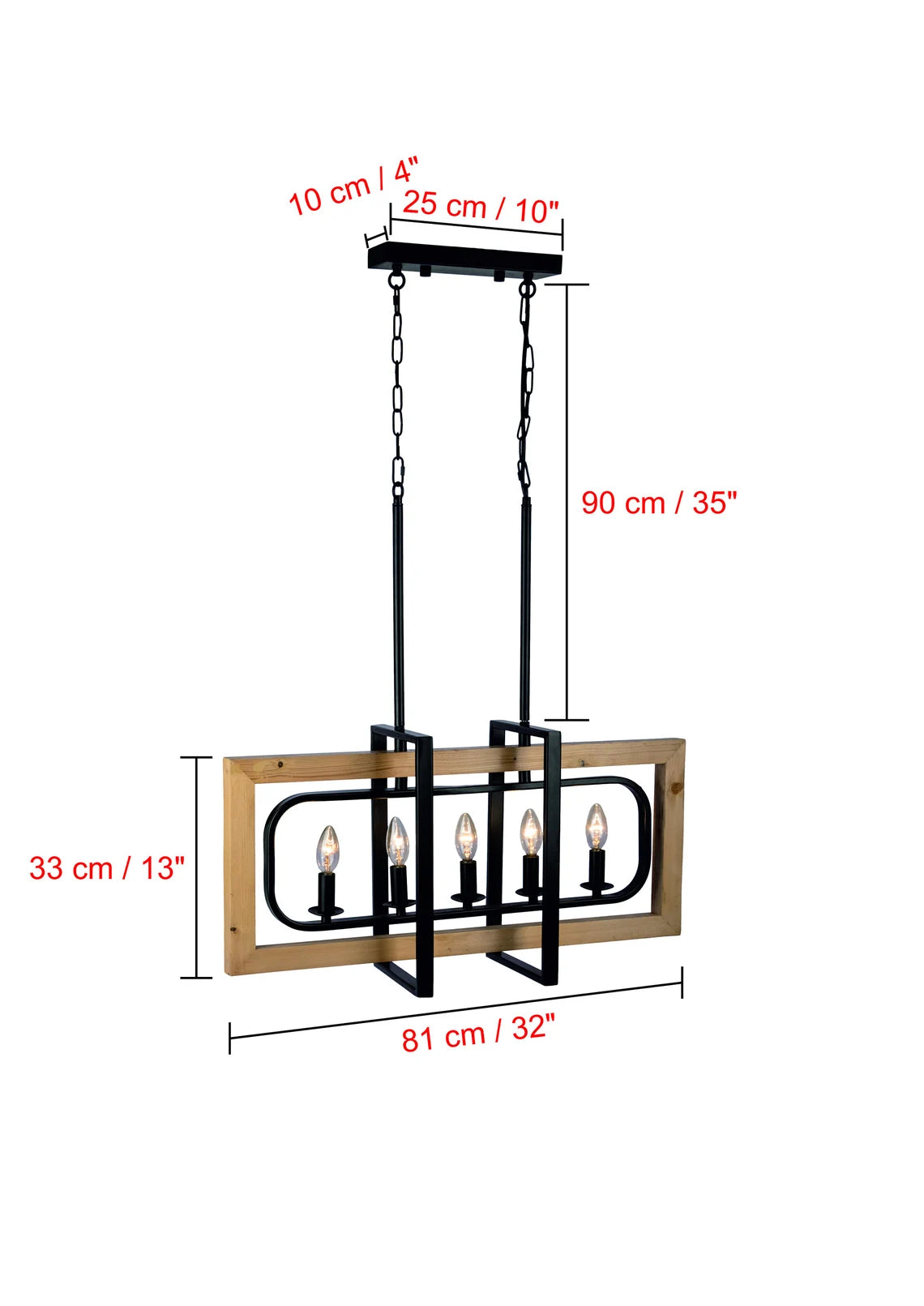 Studio 35 6 Light Cross Square Chandelier (Black Powder Finish)