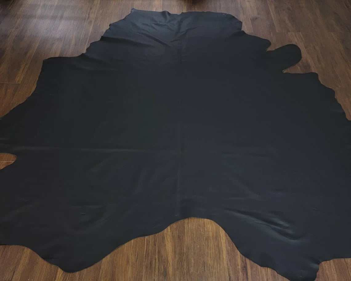 Premium Quality Matt Black Full Grain Naturally Milled Italian Cowhide Leather for Upholstery 36-40 Sqft