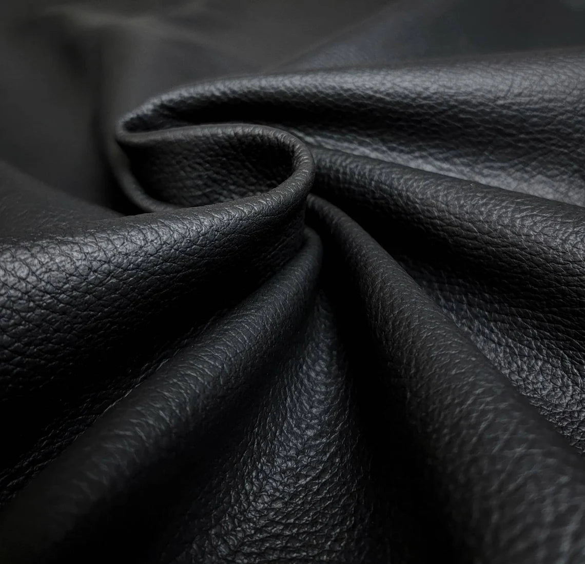 Premium Quality Matt Black Full Grain Naturally Milled Italian Cowhide Leather for Upholstery 36-40 Sqft