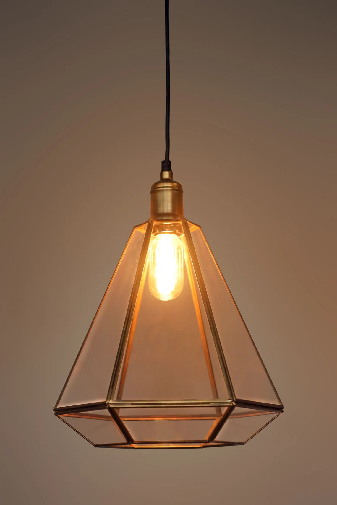 Studio 35 Brass, Glass and Iron Pendant Light (Antique Finish Brass, Iron and Clear Glass)