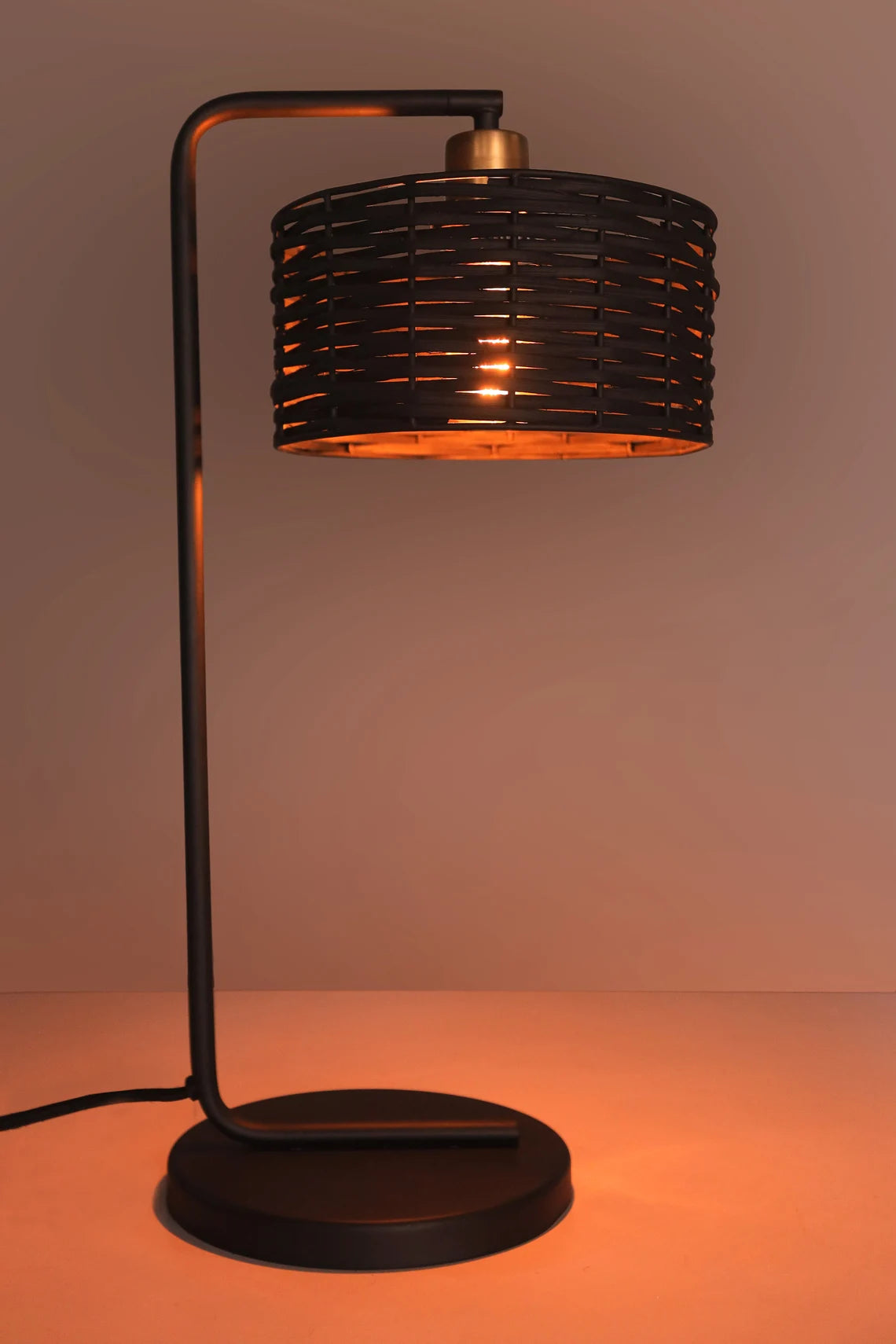 Studio 35 Rattan & Iron Table Lamp (Antique Iron and Black Rattan Finish