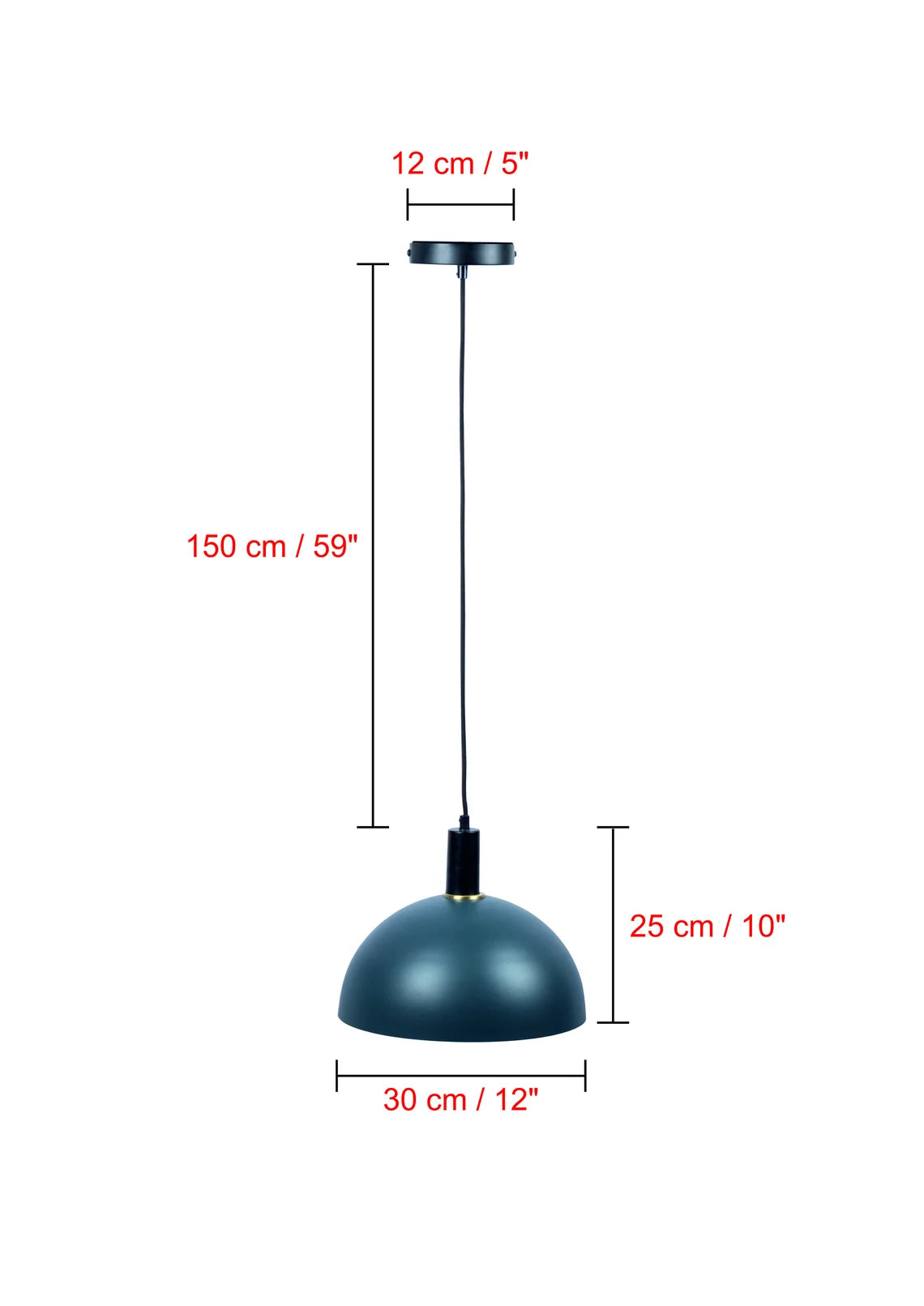 Studio 35 Dark Turquoise Half Bowl Iron Pendant Light