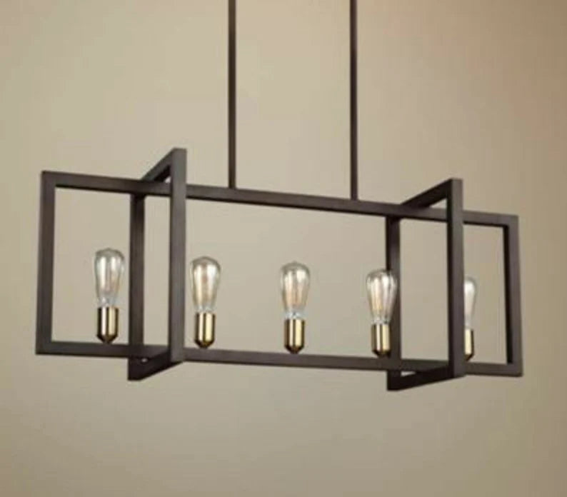 Studio 35 5 Light Cross Square Iron Chandelier (Black Powder Finish)