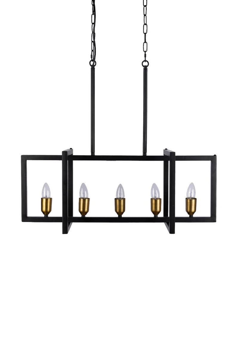 Studio 35 5 Light Cross Square Iron Chandelier (Black Powder Finish)