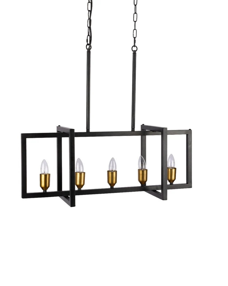 Studio 35 5 Light Cross Square Iron Chandelier (Black Powder Finish)