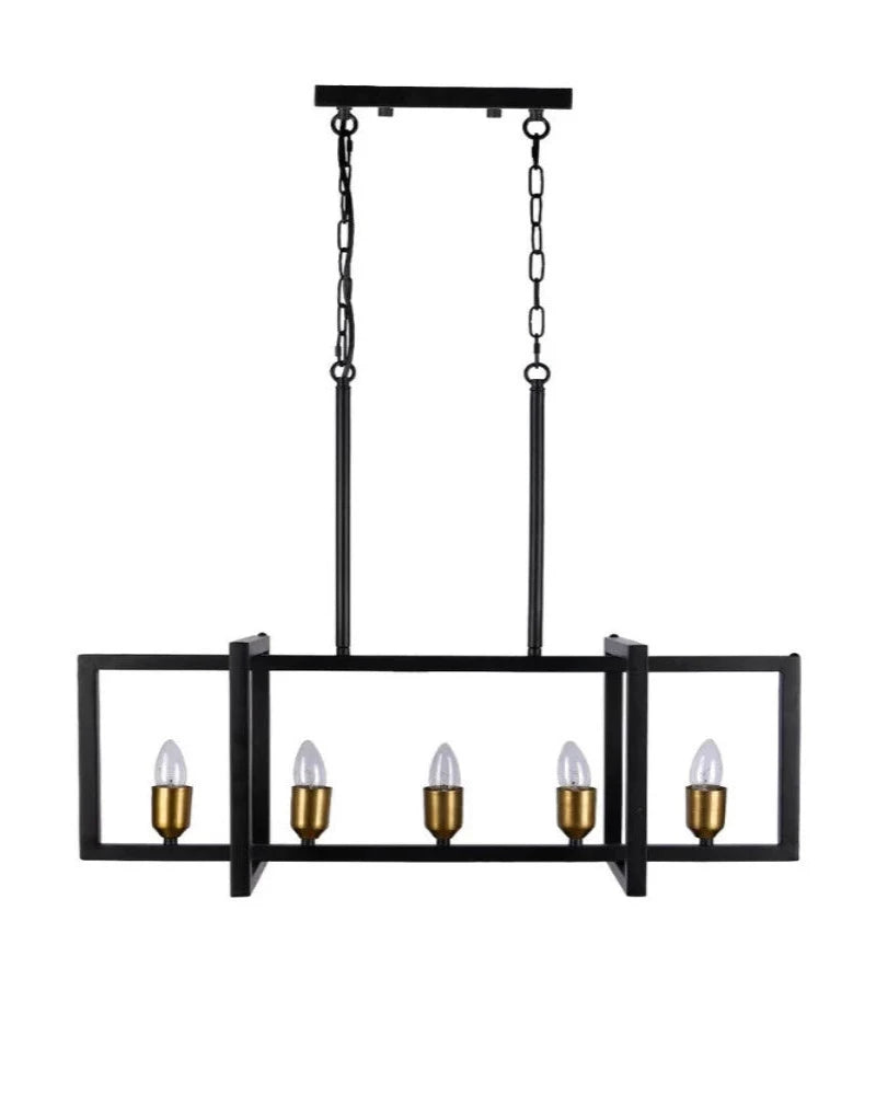 Studio 35 5 Light Cross Square Iron Chandelier (Black Powder Finish)